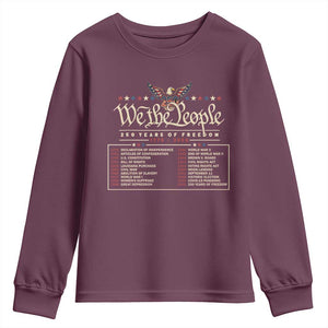 250 Year Timeline 1776 2026 Patriotic Historical Anniversary Youth Sweatshirt TS11 Maroon Print Your Wear