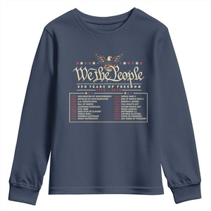 250 Year Timeline 1776 2026 Patriotic Historical Anniversary Youth Sweatshirt TS11 Navy Print Your Wear