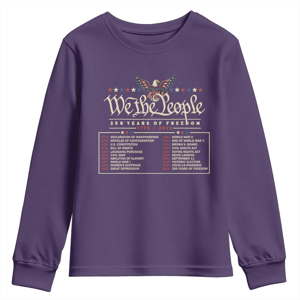 250 Year Timeline 1776 2026 Patriotic Historical Anniversary Youth Sweatshirt TS11 Purple Print Your Wear