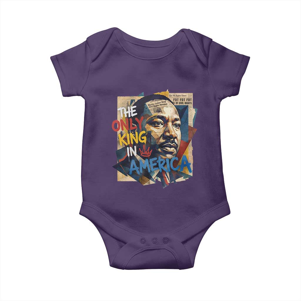 Martin Luther King Baby Onesie The Only King In America No Kings Protest TS11 Purple Print Your Wear