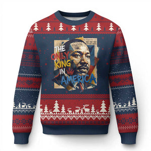 Martin Luther King Ugly Christmas Sweater The Only King In America No Kings Protest TS11 Navy Red Print Your Wear