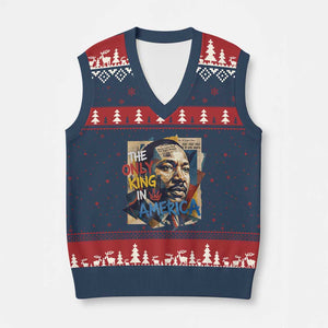 Martin Luther King V-Neck Knit Sweater Vest The Only King In America No Kings Protest TS11 Navy Red Print Your Wear