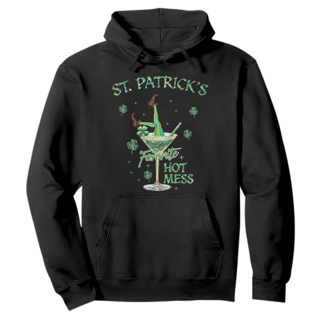 Funny St Patrick's Favorite Hot Mess Hoodie Drunk Leprechaun Cocktail TS11 Black Print Your Wear