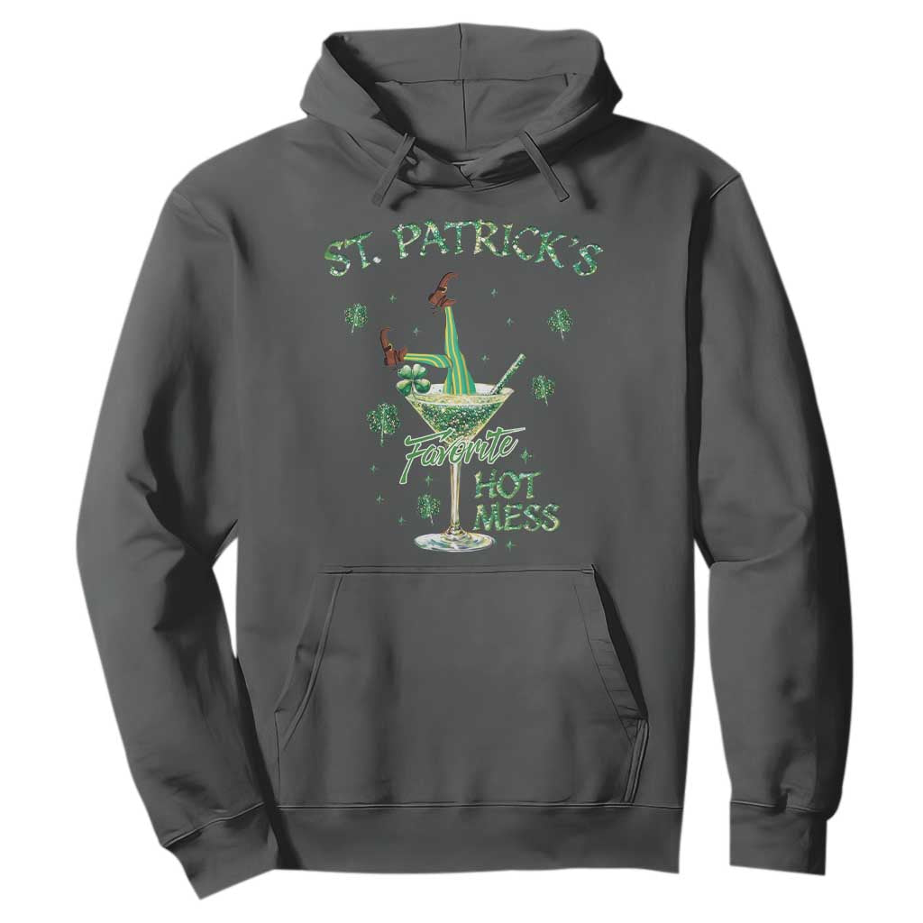 Funny St Patrick's Favorite Hot Mess Hoodie Drunk Leprechaun Cocktail TS11 Dark Heather Print Your Wear