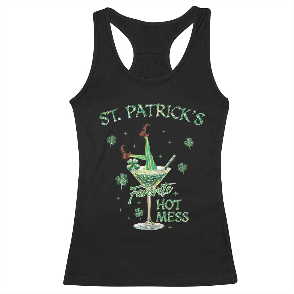 Funny St Patrick's Favorite Hot Mess Racerback Tank Top Drunk Leprechaun Cocktail TS11 Black Print Your Wear