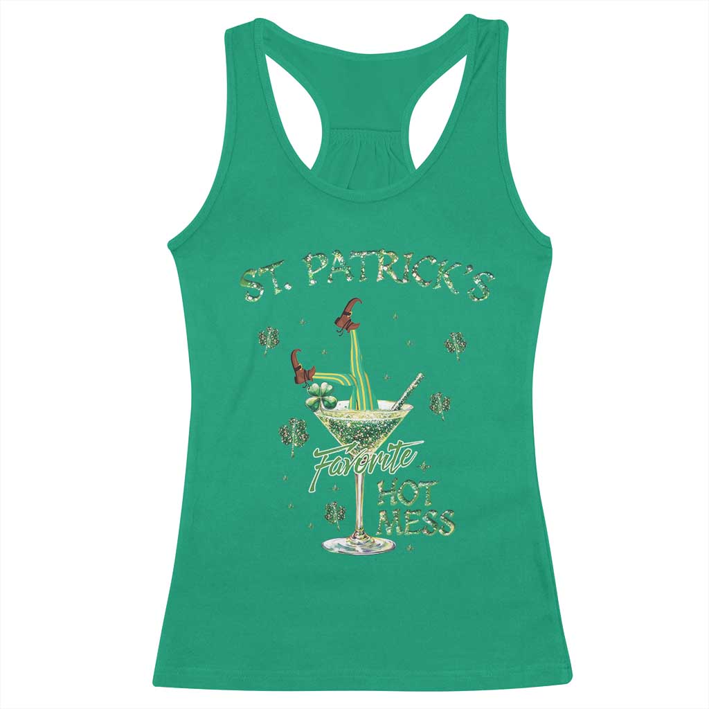 Funny St Patrick's Favorite Hot Mess Racerback Tank Top Drunk Leprechaun Cocktail TS11 Irish Green Print Your Wear