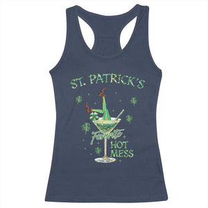 Funny St Patrick's Favorite Hot Mess Racerback Tank Top Drunk Leprechaun Cocktail TS11 Navy Print Your Wear