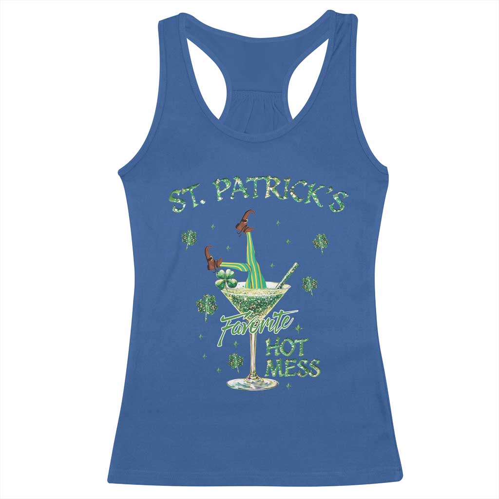 Funny St Patrick's Favorite Hot Mess Racerback Tank Top Drunk Leprechaun Cocktail TS11 Royal Blue Print Your Wear