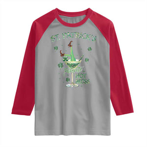 Funny St Patrick's Favorite Hot Mess Raglan Shirt Drunk Leprechaun Cocktail TS11 Sport Gray Red Print Your Wear