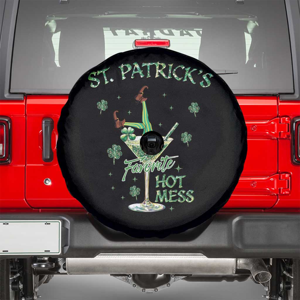 Funny St Patrick's Favorite Hot Mess Spare Tire Cover Drunk Leprechaun Cocktail TS11 Black Print Your Wear