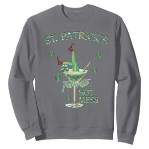 Funny St Patrick's Favorite Hot Mess Sweatshirt Drunk Leprechaun Cocktail TS11 Charcoal Print Your Wear