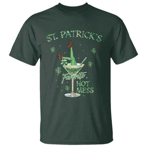 Funny St Patrick's Favorite Hot Mess T Shirt Drunk Leprechaun Cocktail TS11 Dark Forest Green Print Your Wear