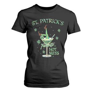 Funny St Patrick's Favorite Hot Mess T Shirt For Women Drunk Leprechaun Cocktail TS11 Black Print Your Wear
