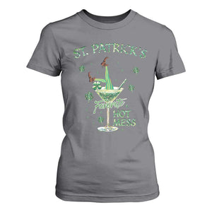 Funny St Patrick's Favorite Hot Mess T Shirt For Women Drunk Leprechaun Cocktail TS11 Charcoal Print Your Wear