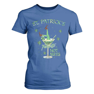 Funny St Patrick's Favorite Hot Mess T Shirt For Women Drunk Leprechaun Cocktail TS11 Royal Blue Print Your Wear