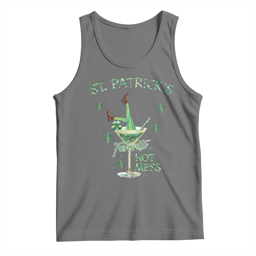 Funny St Patrick's Favorite Hot Mess Tank Top Drunk Leprechaun Cocktail TS11 Black Heather Print Your Wear