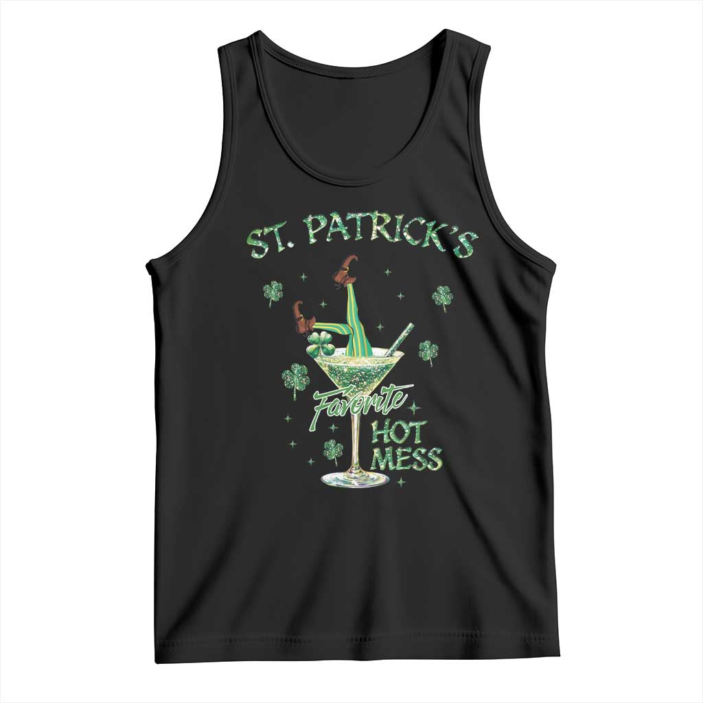 Funny St Patrick's Favorite Hot Mess Tank Top Drunk Leprechaun Cocktail TS11 Black Print Your Wear
