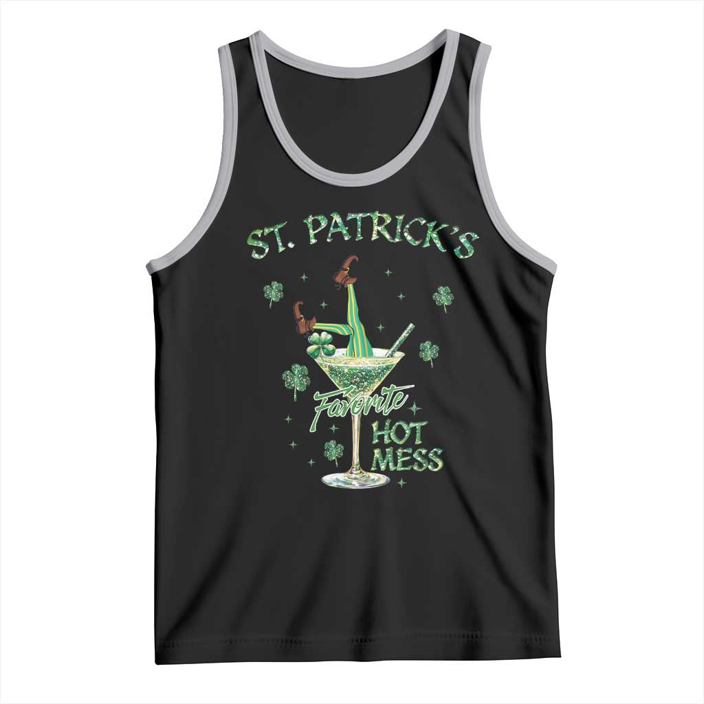 Funny St Patrick's Favorite Hot Mess Tank Top Drunk Leprechaun Cocktail TS11 Black Athletic Heather Print Your Wear