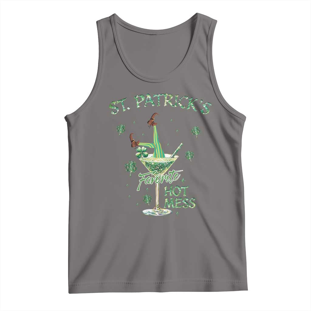 Funny St Patrick's Favorite Hot Mess Tank Top Drunk Leprechaun Cocktail TS11 Deep Heather Print Your Wear