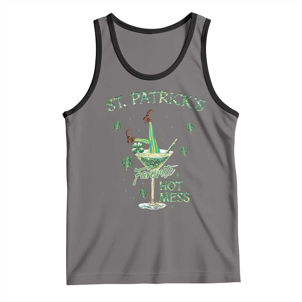 Funny St Patrick's Favorite Hot Mess Tank Top Drunk Leprechaun Cocktail TS11 Deep Heather Black Print Your Wear