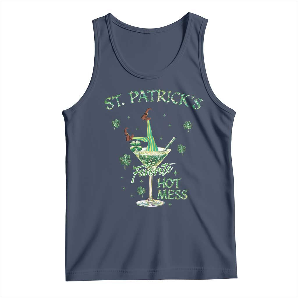 Funny St Patrick's Favorite Hot Mess Tank Top Drunk Leprechaun Cocktail TS11 Navy Print Your Wear
