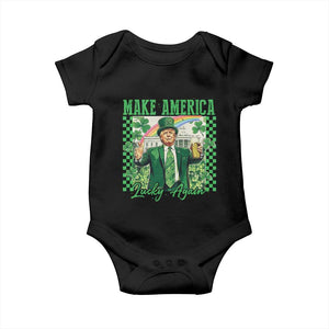 Funny Trump St Patrick's Day Make America Lucky Again Baby Onesie Shamrock White House TS11 Black Print Your Wear