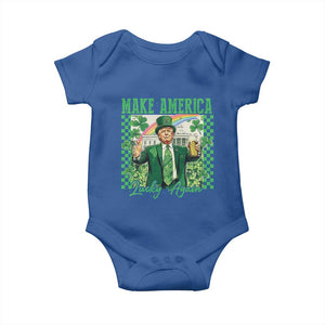 Funny Trump St Patrick's Day Make America Lucky Again Baby Onesie Shamrock White House TS11 Royal Blue Print Your Wear