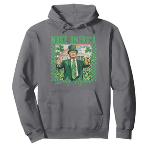 Funny Trump St Patrick's Day Make America Lucky Again Hoodie Shamrock White House TS11 Charcoal Print Your Wear