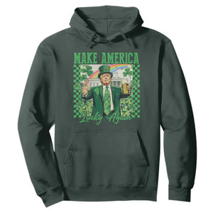 Funny Trump St Patrick's Day Make America Lucky Again Hoodie Shamrock White House TS11 Dark Forest Green Print Your Wear