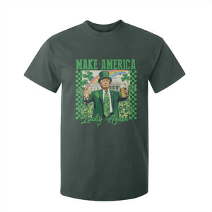 Funny Trump St Patrick's Day Make America Lucky Again T Shirt For Kid Shamrock White House TS11 Dark Forest Green Print Your Wear