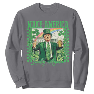 Funny Trump St Patrick's Day Make America Lucky Again Sweatshirt Shamrock White House TS11 Charcoal Print Your Wear
