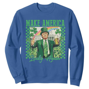 Funny Trump St Patrick's Day Make America Lucky Again Sweatshirt Shamrock White House TS11 Royal Blue Print Your Wear
