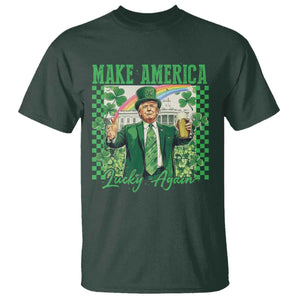 Funny Trump St Patrick's Day Make America Lucky Again T Shirt Shamrock White House TS11 Dark Forest Green Print Your Wear