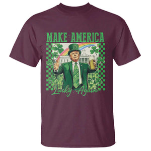 Funny Trump St Patrick's Day Make America Lucky Again T Shirt Shamrock White House TS11 Maroon Print Your Wear