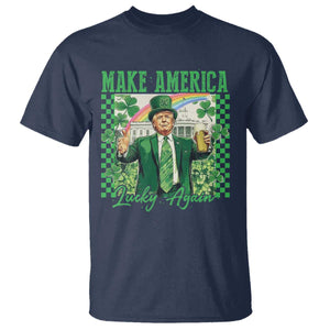 Funny Trump St Patrick's Day Make America Lucky Again T Shirt Shamrock White House TS11 Navy Print Your Wear