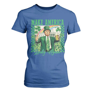 Funny Trump St Patrick's Day Make America Lucky Again T Shirt For Women Shamrock White House TS11 Royal Blue Print Your Wear