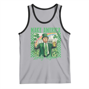 Funny Trump St Patrick's Day Make America Lucky Again Tank Top Shamrock White House TS11 Athletic Heather Black Print Your Wear