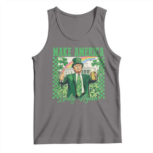 Funny Trump St Patrick's Day Make America Lucky Again Tank Top Shamrock White House TS11 Deep Heather Print Your Wear