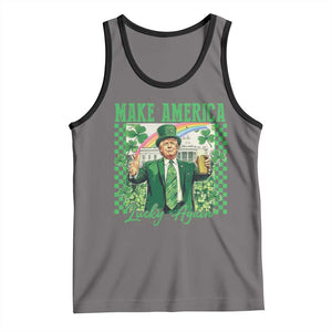 Funny Trump St Patrick's Day Make America Lucky Again Tank Top Shamrock White House TS11 Deep Heather Black Print Your Wear