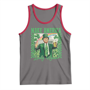 Funny Trump St Patrick's Day Make America Lucky Again Tank Top Shamrock White House TS11 Deep Heather Red Print Your Wear