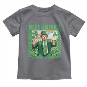 Funny Trump St Patrick's Day Make America Lucky Again Toddler T Shirt Shamrock White House TS11 Charcoal Print Your Wear