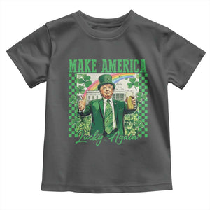 Funny Trump St Patrick's Day Make America Lucky Again Toddler T Shirt Shamrock White House TS11 Dark Heather Print Your Wear