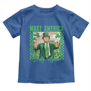 Funny Trump St Patrick's Day Make America Lucky Again Toddler T Shirt Shamrock White House TS11 Royal Blue Print Your Wear