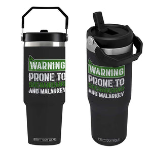 Funny Warning Prone To Shenanigans And Malarkey St Patrick's Day Flip Straw Tumbler TS11 One Size: 30 oz Black Print Your Wear