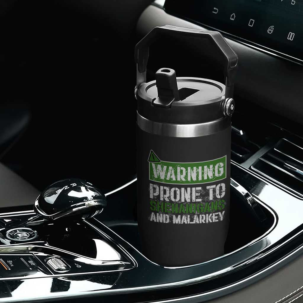 Funny Warning Prone To Shenanigans And Malarkey St Patrick's Day Flip Straw Tumbler TS11 Print Your Wear