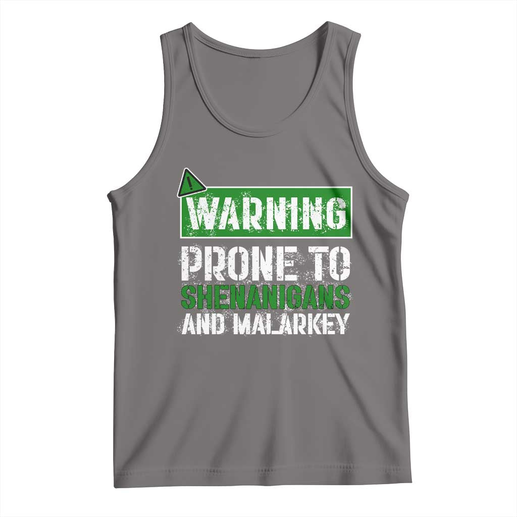 Funny Warning Prone To Shenanigans And Malarkey St Patrick's Day Tank Top TS11 Deep Heather Print Your Wear