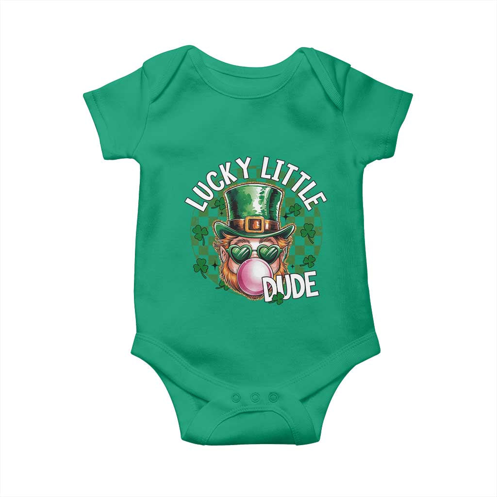 Funny St Patrick's Day Lucky Little Dude Baby Onesie Cute Leprechaun Shamrock TS11 Irish Green Print Your Wear
