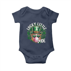 Funny St Patrick's Day Lucky Little Dude Baby Onesie Cute Leprechaun Shamrock TS11 Navy Print Your Wear