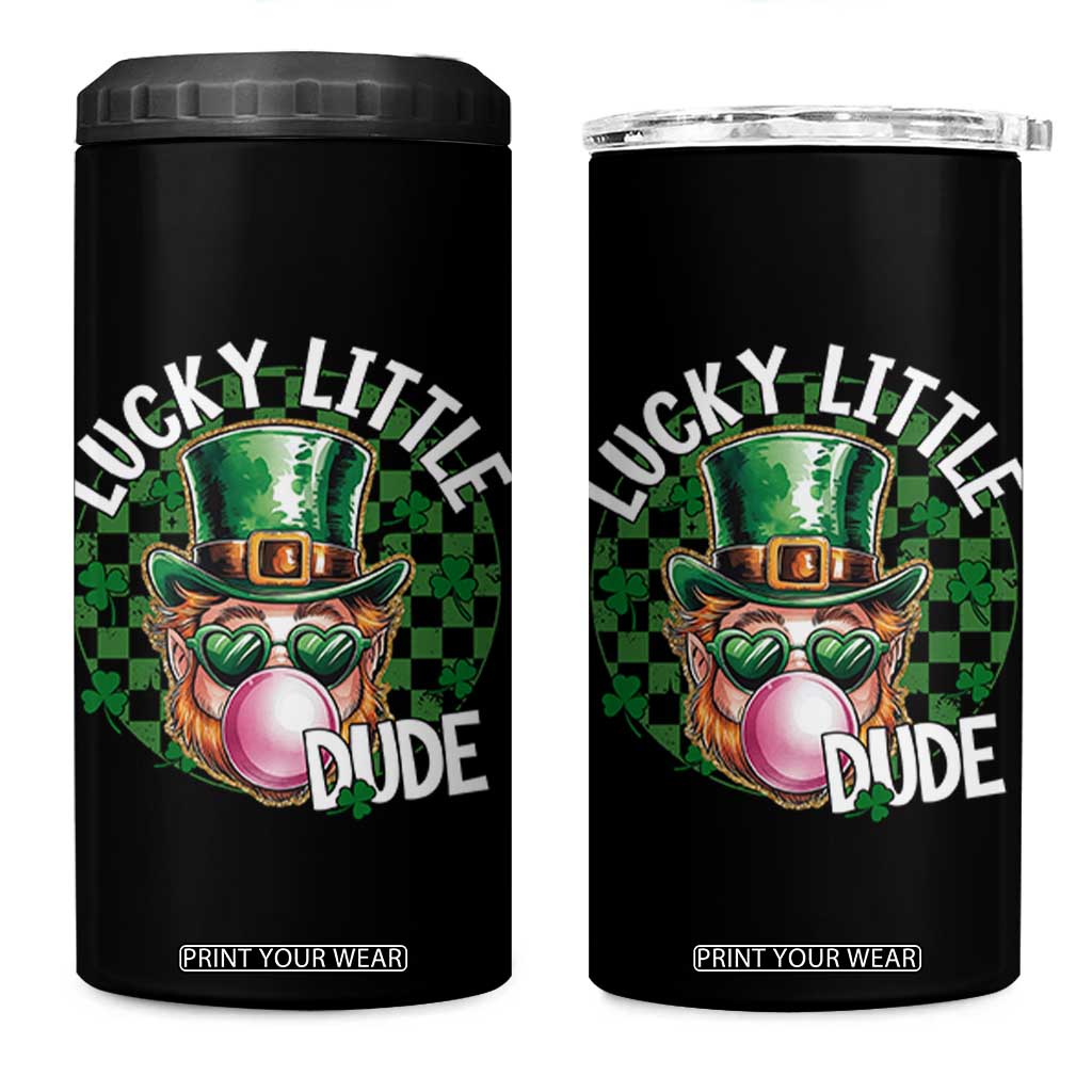 Funny St Patrick's Day Lucky Little Dude 4 in 1 Can Cooler Tumbler Cute Leprechaun Shamrock TS11 One Size: 16 oz Black Print Your Wear