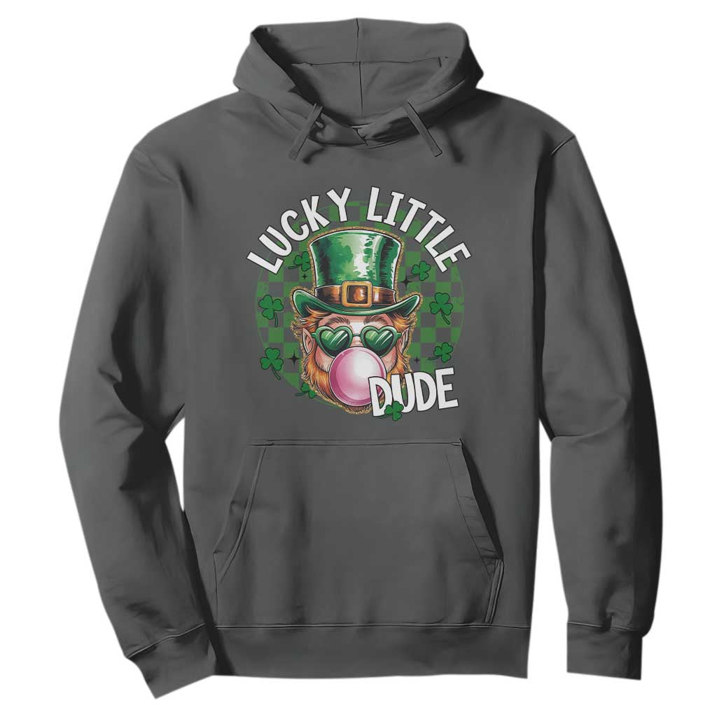 Funny St Patrick's Day Lucky Little Dude Hoodie Cute Leprechaun Shamrock TS11 Dark Heather Print Your Wear